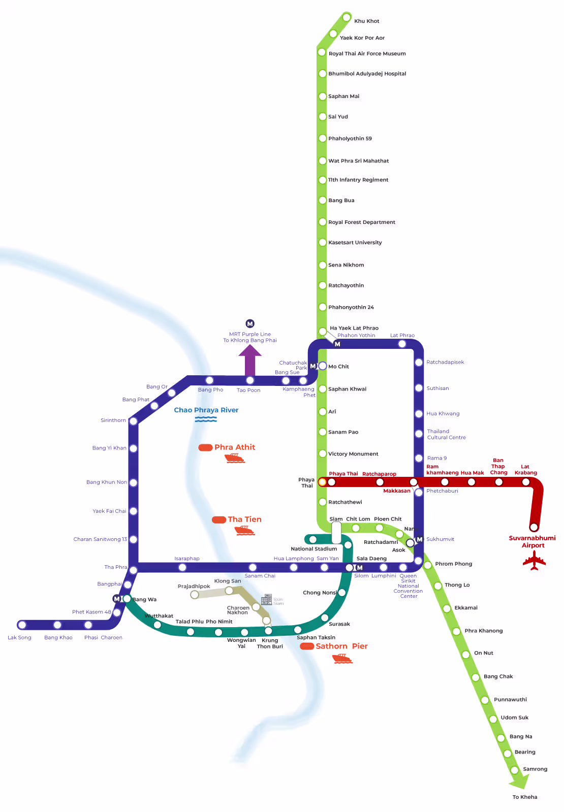 BTS Skytrain Sukhumvit Line map showing On Nut Station